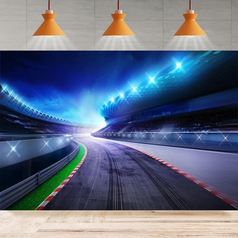 

Photography Backdrop Race Track Racing Car Auto Moto Racing Circuit Stadium Arena Background For Kids Birthday Party Decor