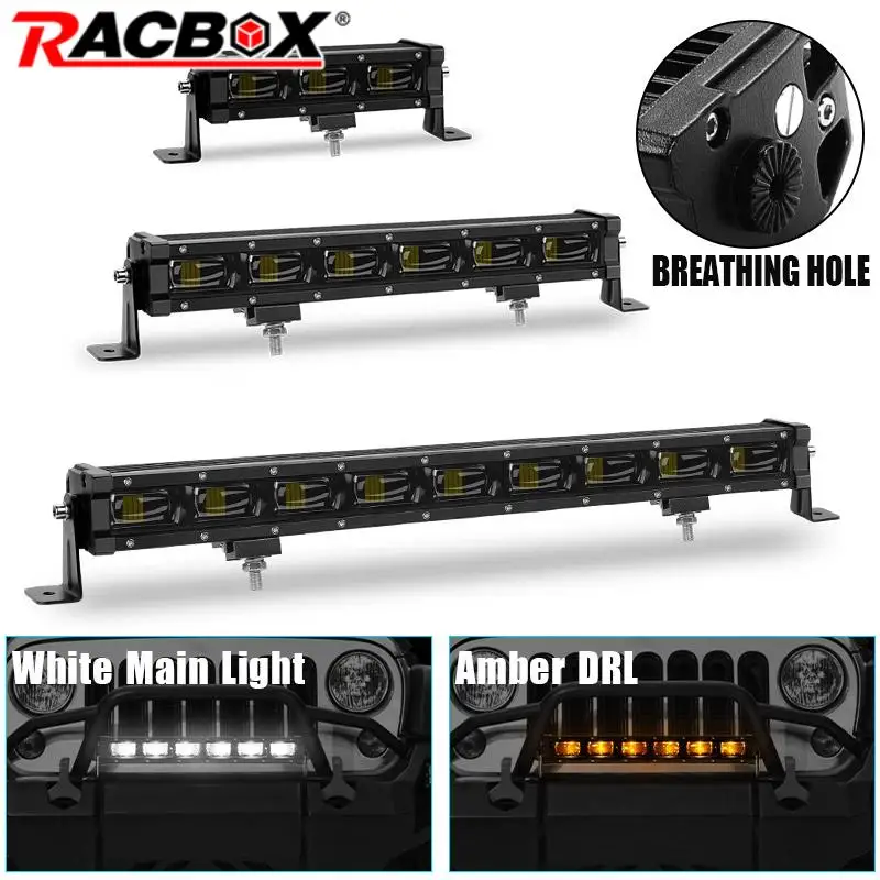 8'' 14'' 20inch 6D lens Slim LED Light Bar 4X4 Off Road Truck Driving work Light Amber DRL fog lamp for Jeep Car SUV ATV 12V 24V