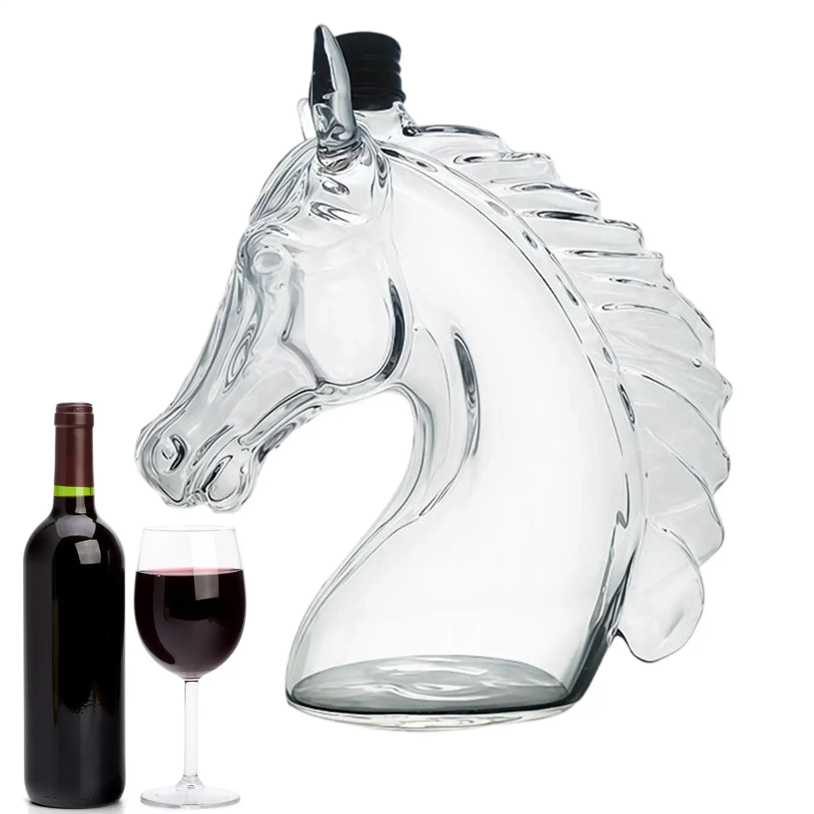 

Creative Horse Head Whiskey Bottle 350ml Wine Decanter Bottle Glass Transparent Bottle Unique Glass Decanter For Father Men