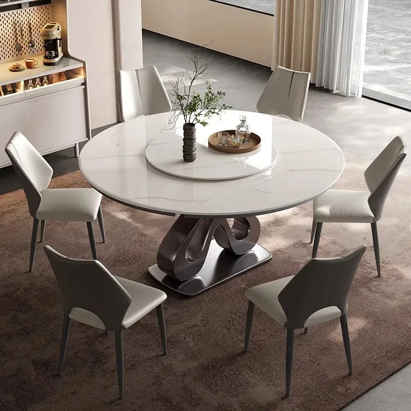 ii-Round Kitchen Dining Table Mobile Restaurant Study Modern Luxury Gaming Living Room Dining Table High Muebles Home Furniture