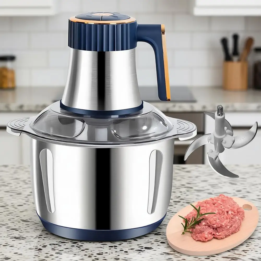 

Электрический измельчитель продуктов, 800 Вт, нержавеющая сталь 18/10, объем 3 л, измельчитель овощей, 5 кнопок управления, 4-слойные 4 лезвия, Sui