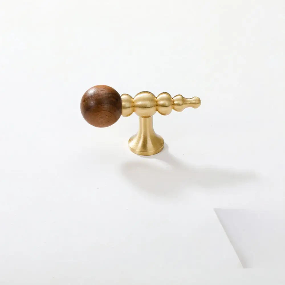 Elegant Walnut Wood Brass Cabinet Pulls Creative Pendant Drawer Knobs Stylish Modern Furniture Hardware For Kitchen Closet