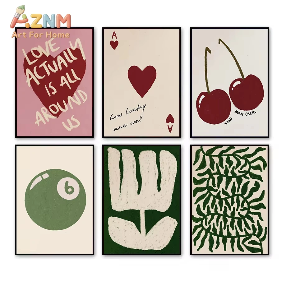 

1 шт. Ретро-постер «На удачу» с вишневыми плодами и позитивными цитатами, HD-печать на холсте, настенные картины для дома, спальни, подарок