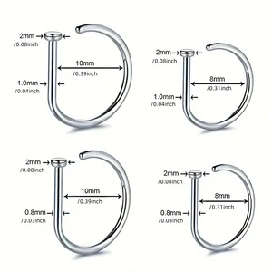 1 pcs False Piercing Nose Ring Earrings Punk Fashion Non -Piercing Nose Stainless Steel Clip Diaphragm Body Jewelry 8 Main Sales Stainless Steel - №4