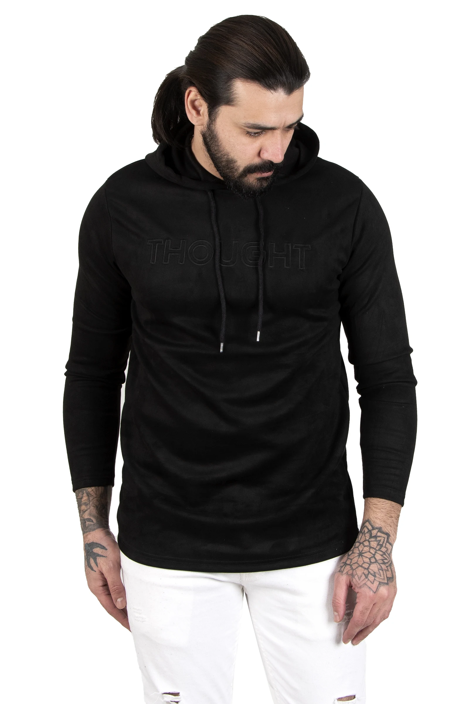 DeepSEA Thought Nakışlı New Season Hooded Velvet Male Sweatshirt 2303081