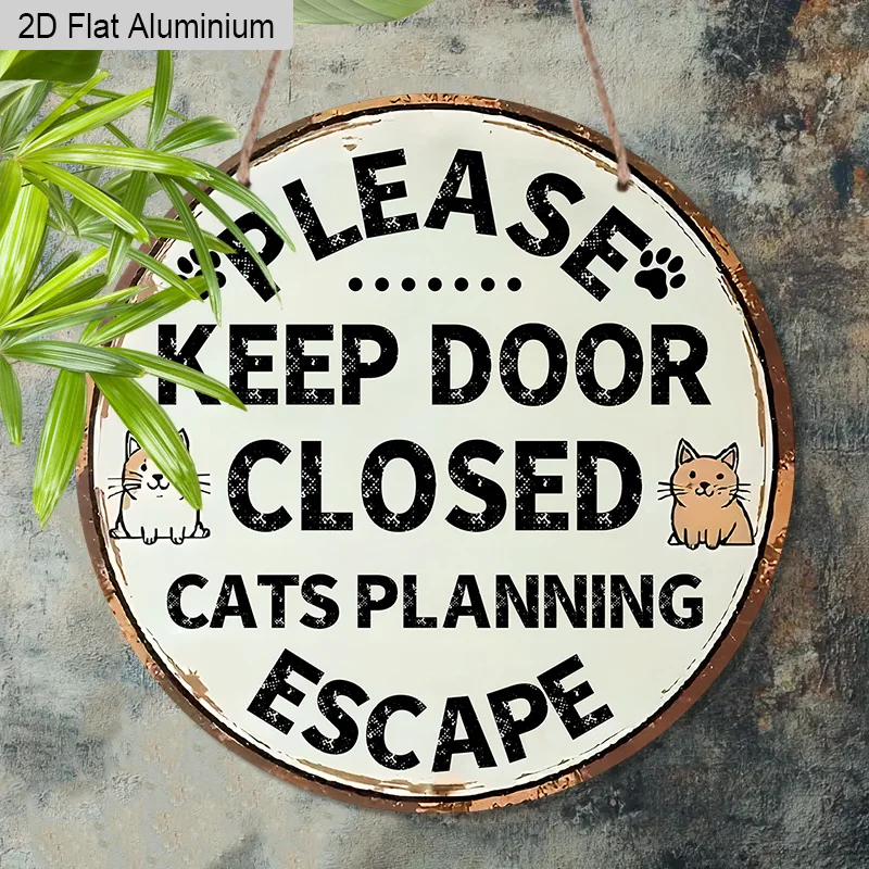 2D Flat, 1pc Humorous Aluminum Wall Signs, Hanging Decoration Sign Printed with 