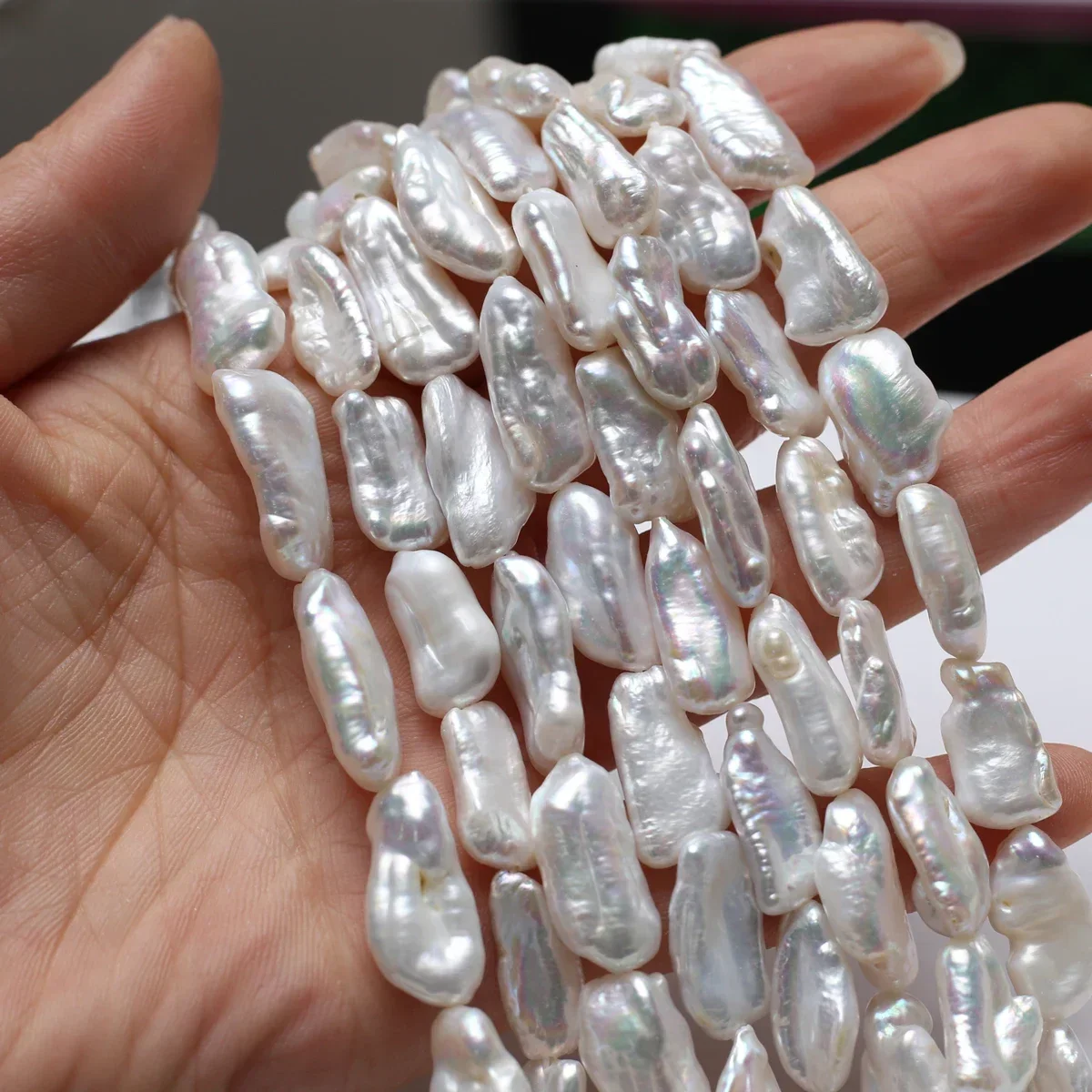 7x18-8x20mm 4A Uniform Size Natural Freshwater Pearl Baroque Pipa Bead Women Gift Jewelry Make DIY Necklace Bracelet Accessories