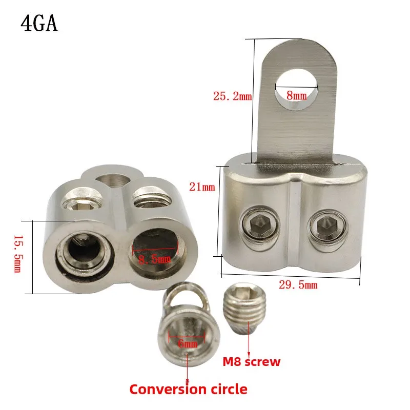 1x Car Audio Modification Power Supply O-type Wiring Terminal Two Way High-power Connector Car Audio Wire Splitter