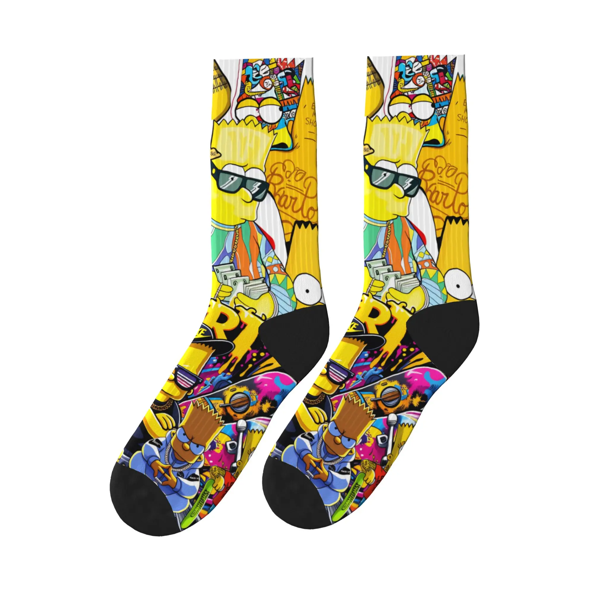 

S-Simpsons Bart Hip Hop Style Socks Funny Stockings Men High Quality Running Socks Autumn Design Non-Slip Socks
