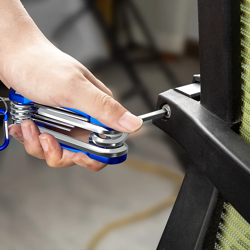 Chiave esagonale pieghevole 8 in 1 Chiave pieghevole multifunzionale in materiale cromo vanadio per set di utensili manuali portatili per ciclismo/lavoro