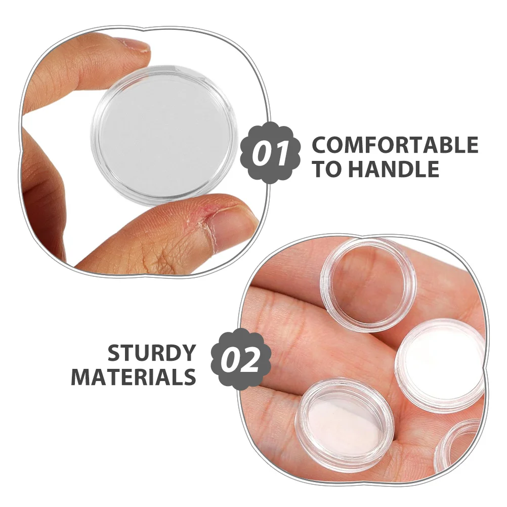 80Pcs Clear Coin Storage Containers Transparent Plastic Capsules Crescent Opening for Easy Access Collecting Supplies