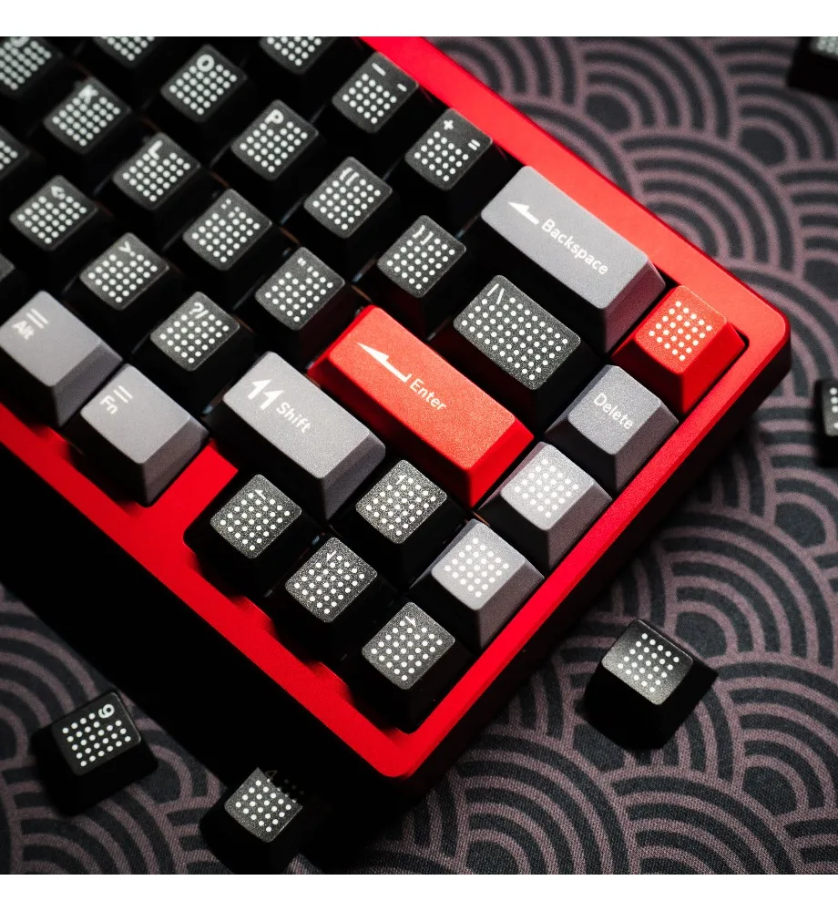 Keycap simple classic replica polka dots black gray red color scheme PBT hot sublimation full set