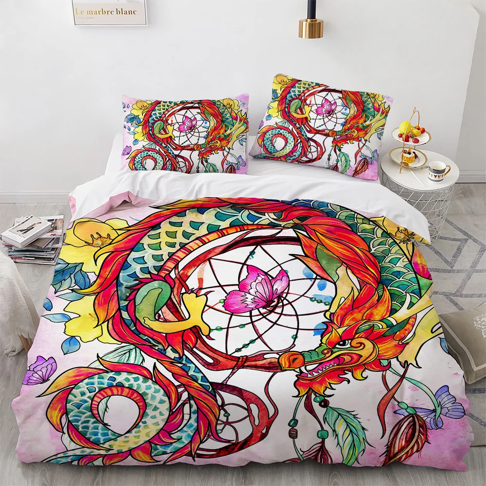 

Animal Theme Duvet Cover Set 3D Print Fox Dragon Wolf Tiger Cute Cool Style Full King Size Bedding Set Polyester Comforter Cover
