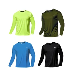 Camiseta transpirable de secado rápido para hombre, Tops deportivos, ropa de entrenamiento, camiseta de manga larga, accesorios de gimnasio para correr, otoño