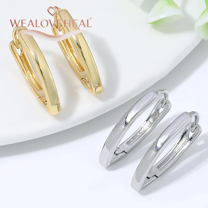 V-förmige geometrische Creolen für Damen, 18K vergoldete Huggie-Ohrringe, minimalistische Statement-Ohrringe für den Alltag und Partys – Detail 19