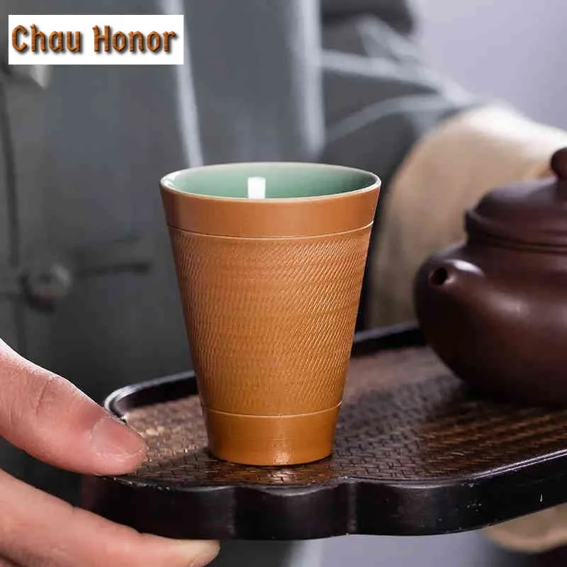 75ml Handmade Longquan Celadon Teacup Jumping Knife Master Cup Ceramic Fragrance Tasting Cup Chazhan Kung Fu Teaware Gift Box