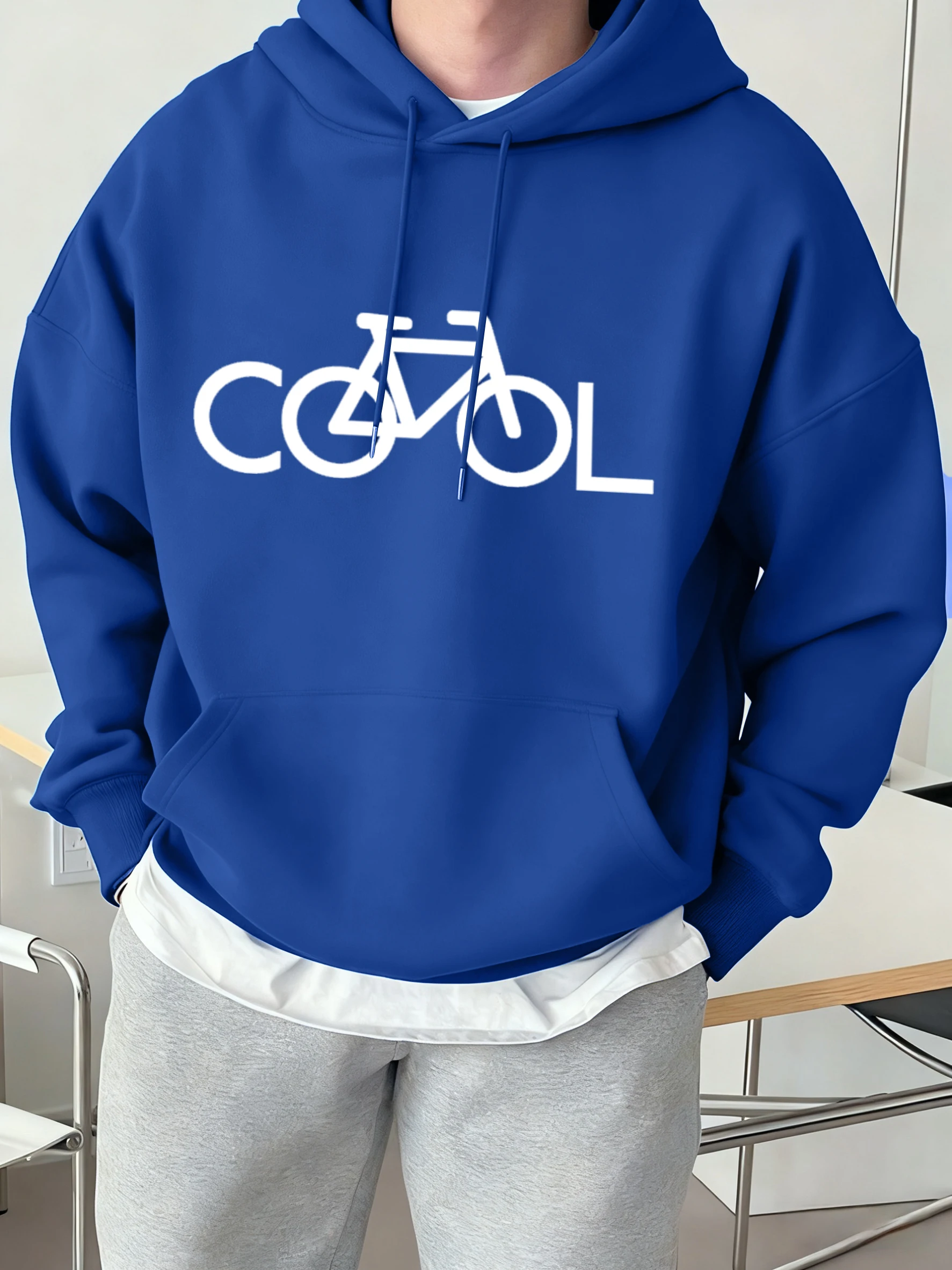 Bike Is Cool Prints-Jersey deportivo informal para hombre, Sudadera con capucha de lana a la moda, ropa que combina con todo, ropa deportiva Unisex de Color con cuello redondo