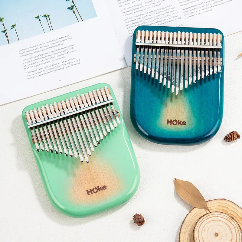 17/21 Keys Kalimba Walnut Curly Figure Keyboard Thumb Piano Chamfer Calimba African Musical Instruments With Tuning Hammer