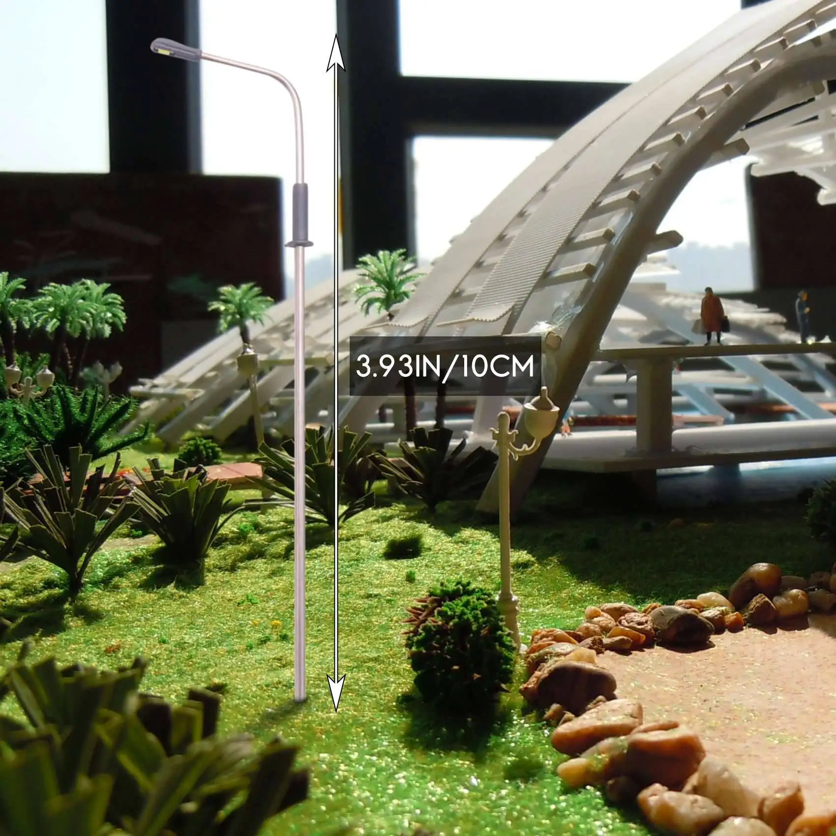 10 ชิ้นรุ่น LED โคมไฟถนนโคมไฟหัวเดียวรูปแบบรถไฟภูมิทัศน์ 1: 100