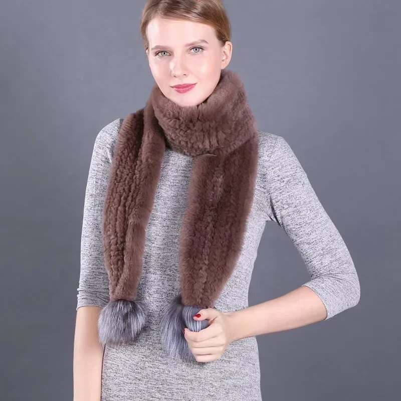 popular  winter  FUR  scarf     women   Rabbit fur  scarf fox  pom pom    fashion fur  scarf