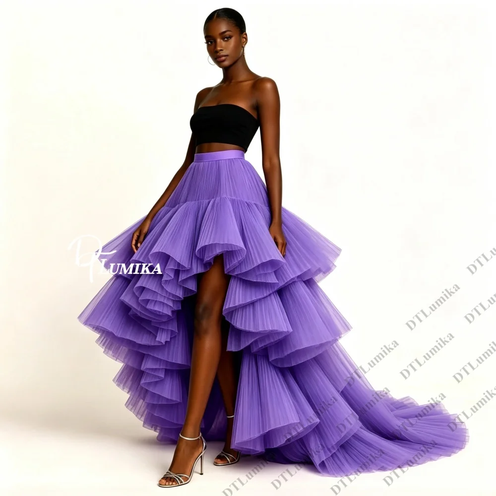 Fashion Pleated Tiered Maxi Tulle Skirt for Women 80+ Color Customized Women Long High Low Skirts for Cocktail Party Homecoming