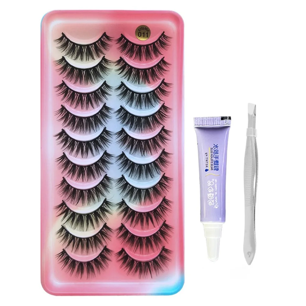 10 Pairs 3D Faux Mink Faux Mink Lashes Fluffy Natural Look False Eyelashes Thick Volume Black Band Fake Eye Lashes for Everyday