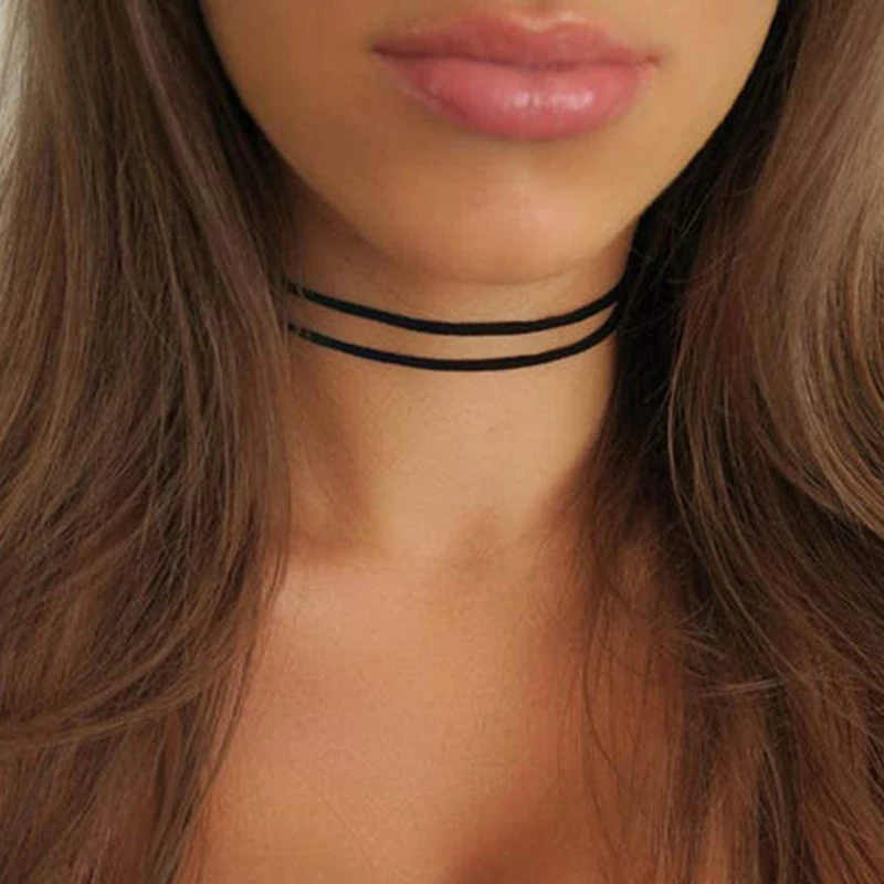 Choker Necklace 2 Layered Black Velvet Collar Necklaces for Women and Girls