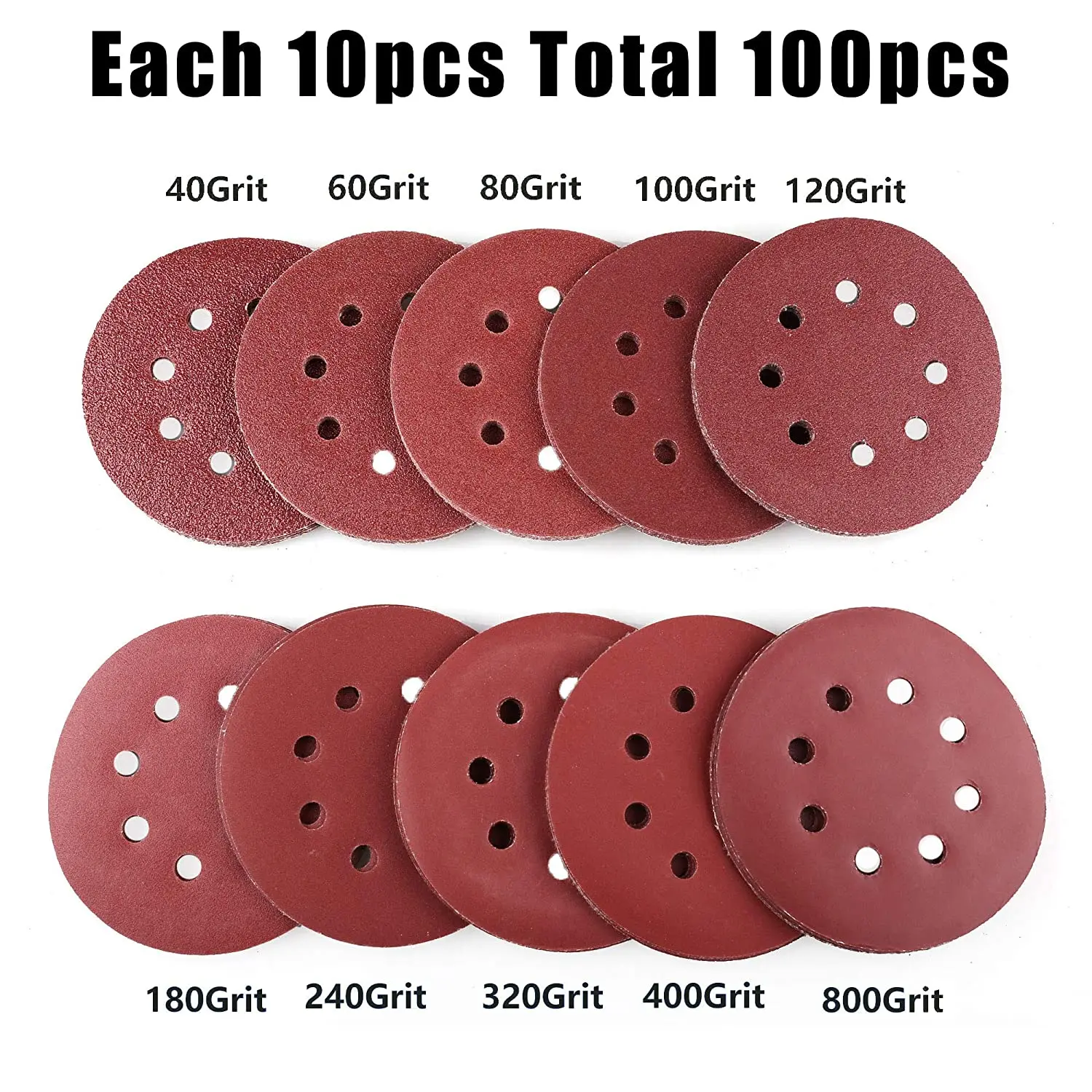 100PCS 8 Holes 125mm Sandpaper Sanding Disc Polishing Pad for Sander Machine Woodworking Rotary Tools Accessories 5inch