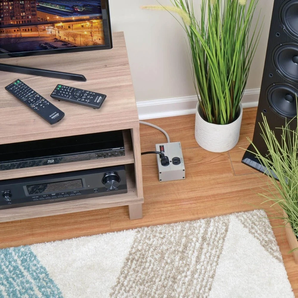 

Мощный сетевой фильтр-удлинитель с защитой от перенапряжения 1410 джоулей, кабель 1.8 м, плоская вилка, металлический, промышленный, для гаража, мастерской, под стол, на стену - НОВИНКА