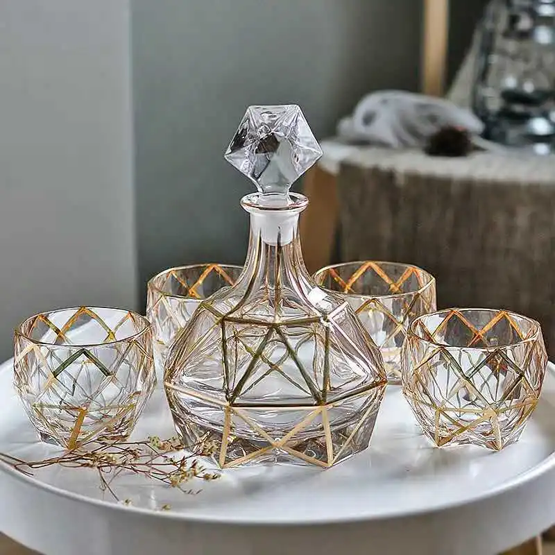 Crystal Whiskey and Brandy Wine Glass, High Capacity Cup, Drinking Ware, Luxury, Various Style, Bar, Hotel, Party, 7Pcs Set