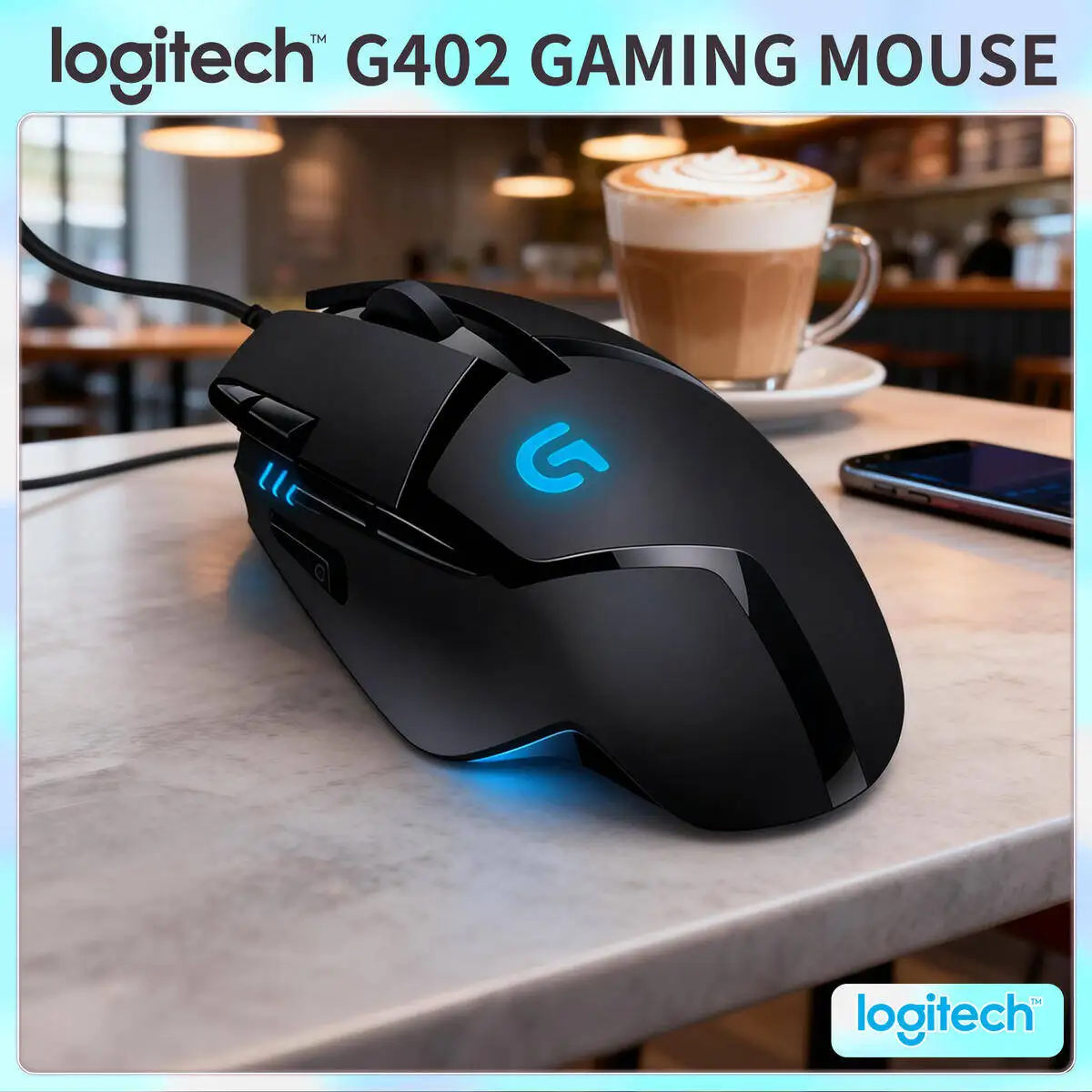 

Logitech G402 Gaming Mouse Wired 4000 DPI 8 Programmable Buttons 1ms Response for PC Windows LOL CS:GO Gamer