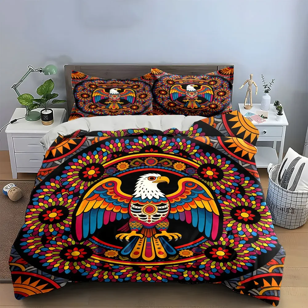 Colorful Eagle Art Decor Set Soft Comfortable Duvet Cover Bedding Set Included 1*Duvet Cover & 2*Pillowcases, gift