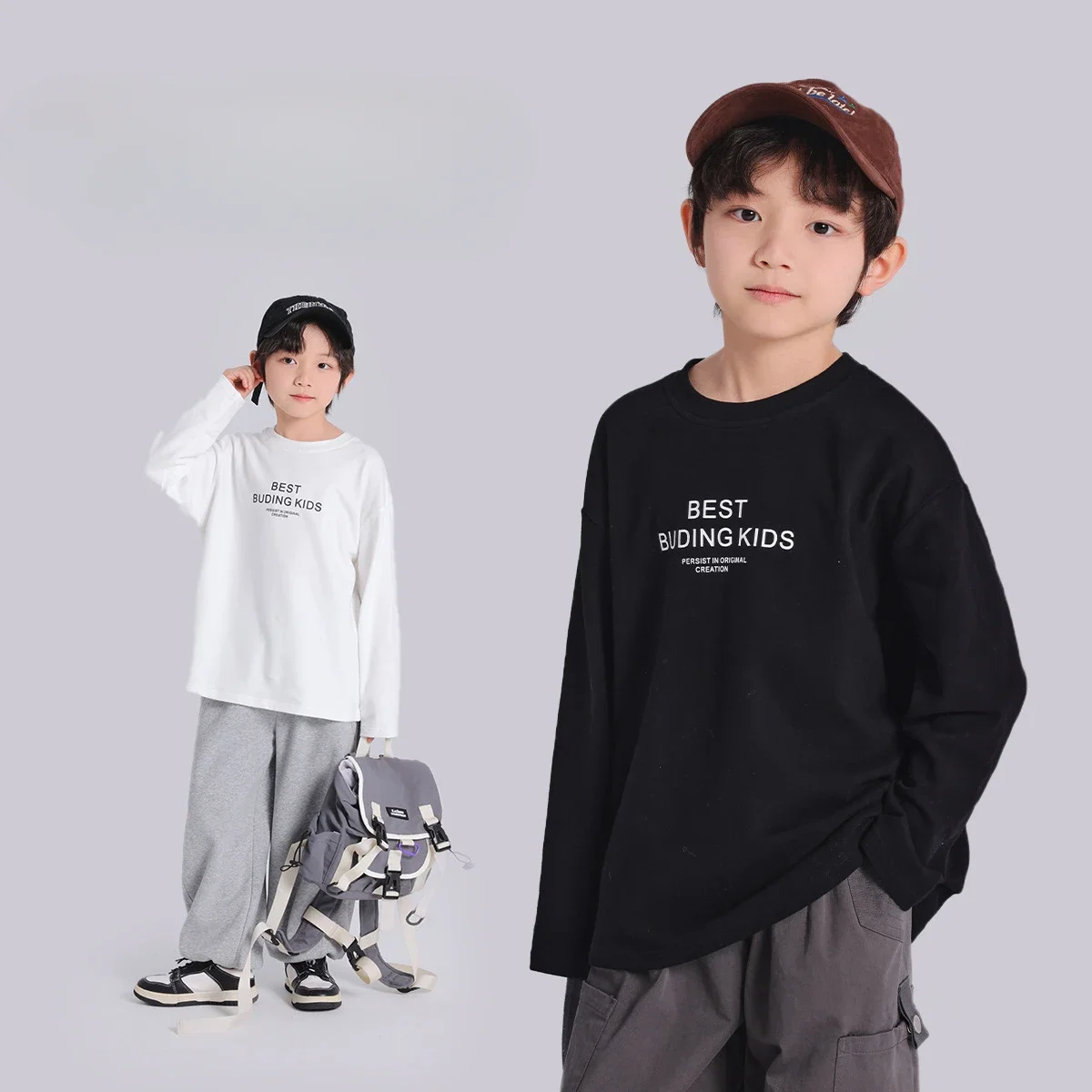 

Spring Outfit with New Boy Base Shirt 2025 Spring Style Children's Round Neck Casual Letter Long Sleeved T-shirt Skin Friendly