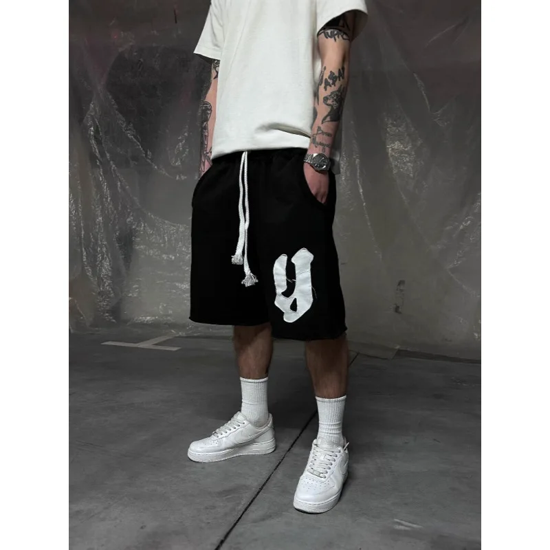 

Patch lettering americano per strada, pantaloni sportivi casual Y2K hip-hop per uomo e donna