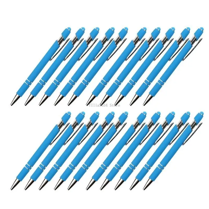  20Pcs Retractable Metal Ballpoint Pen with Touching Screen Tip 1.0mm Tip Smooth to Write for Office