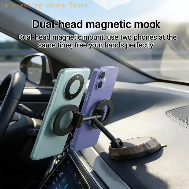 Universeller doppelter magnetischer Autoständer mit flexiblen Winkeln für Navigation, Videoanrufe, verschleißfester – Detail 9