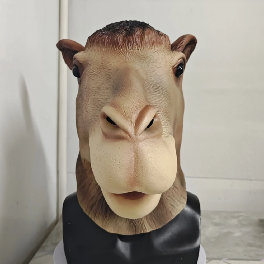 Tier Kamel Maske Neuheit Kostüm Requisiten Halloween Kostüm Party Tier Cosplay Latex Lama Kopf Abdeckung Realistische Nette Kamel Maske