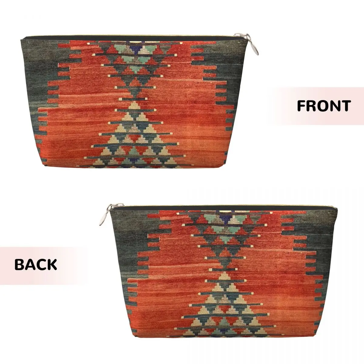 Custom Turkish Ethnic Kilim Diamond Pattern Makeup Bag Women Travel Cosmetic Boho Bohemian Persian Tribal Storage Toiletry Bags