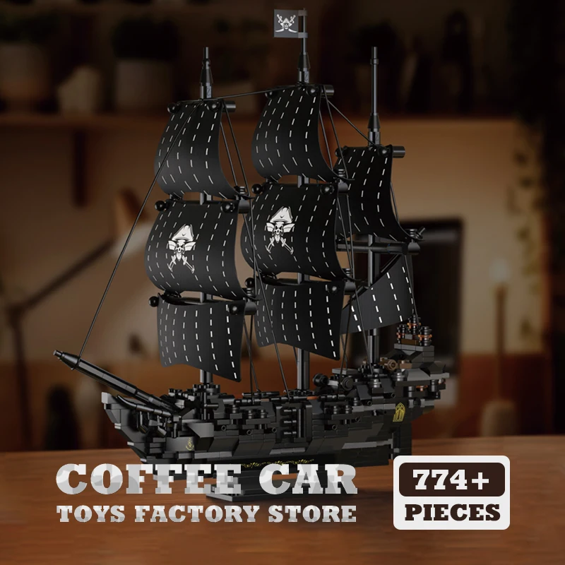 

НОВЫЙ военный корабль MOC Кирпичи-головоломки Игрушки Пиратский корабль Строительная модель Комплект Черные блоки парусника с основанием DIY Декор Дети Взрослый подарок