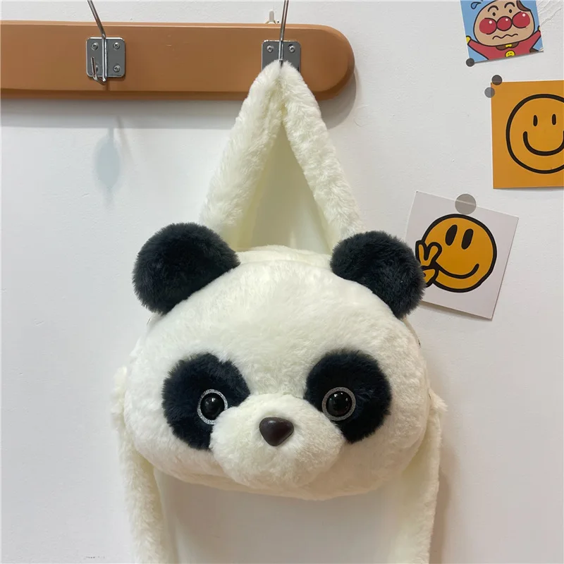 Saco mensageiro de pelúcia infantil, bolsa crossbody boneca de mão, Panda Cartoon Bag, sacos mãe e crianças para menina, mulheres