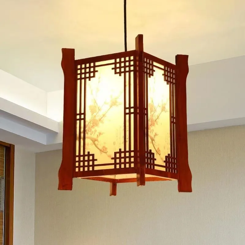 

Chinese Style Vintage Wood Pendant Lights Sheepskin Lantern Hanging Lamp Luminaire for Dinning Room Lighting Fixtures Home Decor