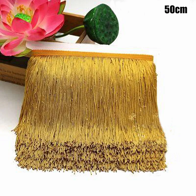 50/100cm Width Polyerter Tassel Lace Trim Ribbon Fringes For Sewing Curtains Latin Dress Tassels Trimmings Accessories Crafts