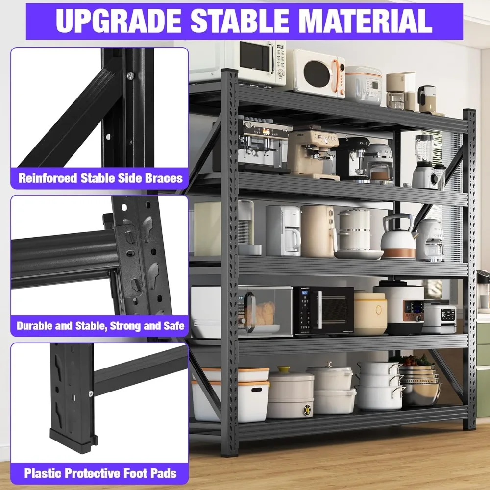 وحدة رفوف جراج معدنية، رف تخزين سلكي قابل للتعديل عالي التحمل مكون من 5 طبقات، أرفف صناعية بوزن 8000 رطل للمرآب