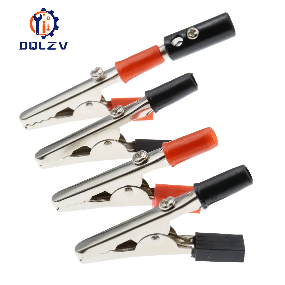 10 sztuk 50mm plastikowy uchwyt sonda testowa metalowe zaciski krokodylkowe złącze podłącz gniazdo wtykowe do baterii 4MM wtyczka bananowa