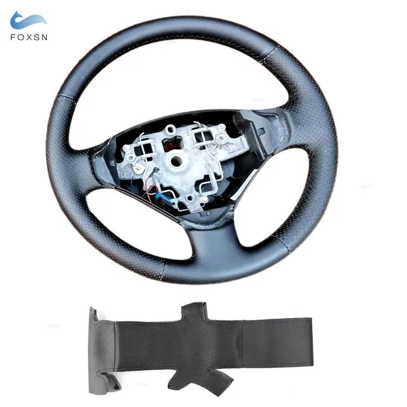 Perforated Leather Cover For Peugeot 207 Expert Partner Citroen Berlingo Jumpy Toyota Proace Car Steering Wheel Cover Trim Black