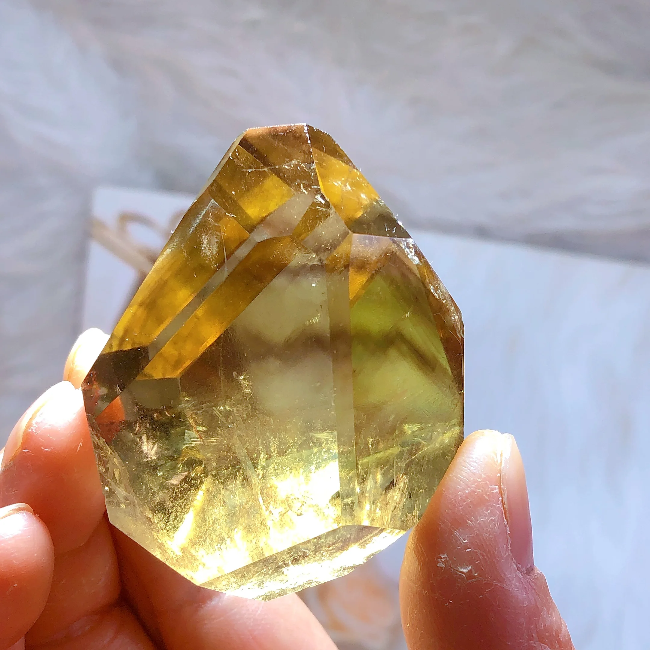 Natural Smokey Citrine Freeform Mountain Rainbow Flash Bounding Polished Reiki Healing Office