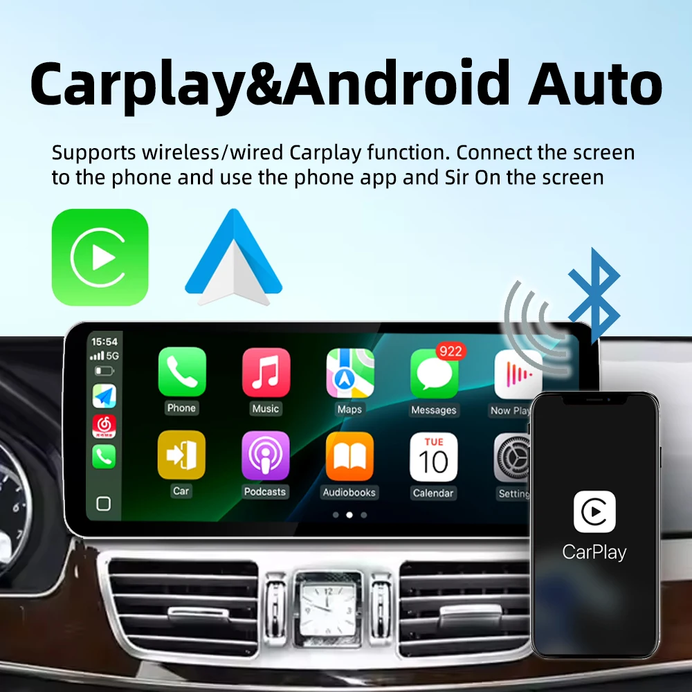 شاشة عرض أندرويد 12.8 بوصة راديو السيارة الوسائط المتعددة ستيريو WIFI 4G GPS Carplay لـ E Class C207 W207 #4