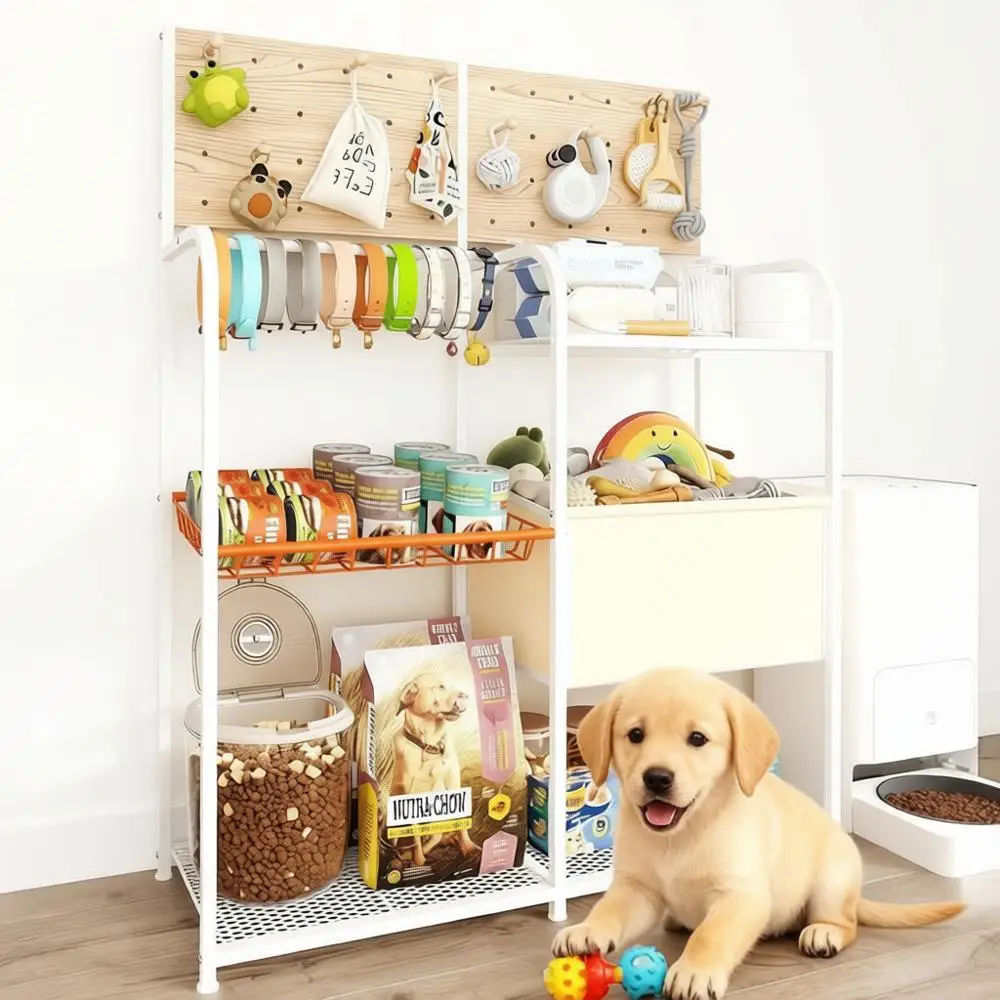 

Dog Toy Basket with Pegboard, Storage Organizer, Dog Toy Bin, Perfect Basket for Living Room, Great Gift for Pet Lovers, White