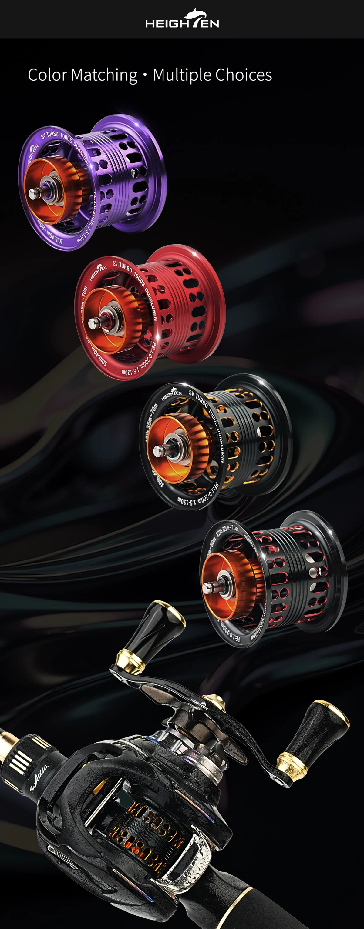 HEIGHTEN Flache Spule für Daiwa Zillion Steez Ryoga mehr als Bait casting Rolle – Detail 8
