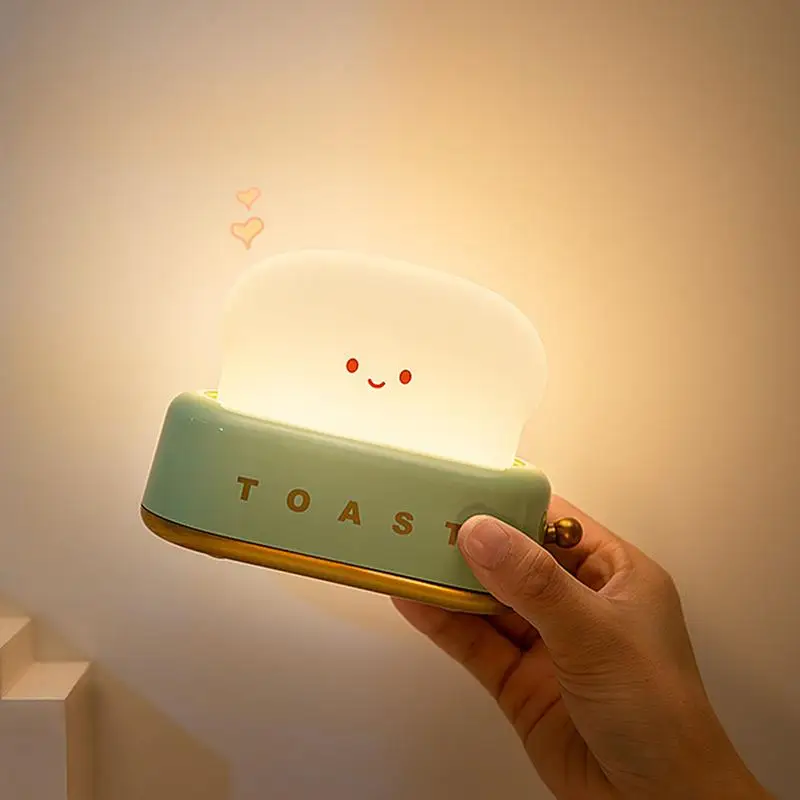 Cute Night Light Toast Lamp Dimmable LED Toaster Night Lamp Rechargeable Rechargeable And Timer Setting Nursery Night Light